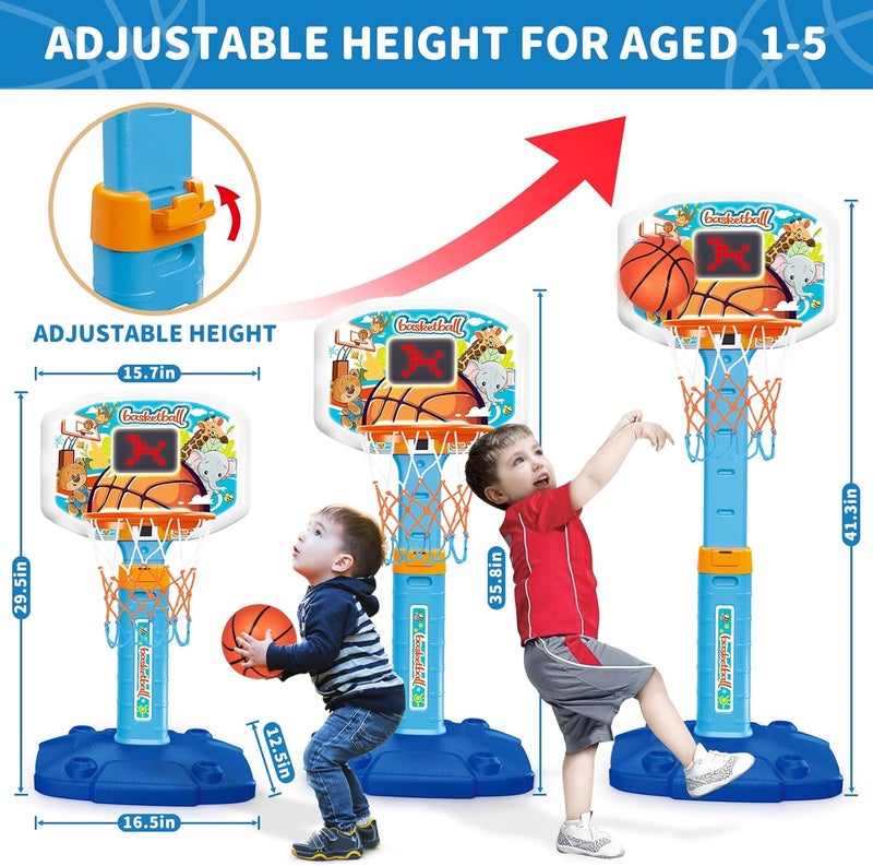 GMAOPHY Toddler Basketball Hoop Indoor for Age 1 2 3, Adjustable Kids Basketball Hoops with Light Sound, Mini Basketball Hoop with 3 Balls, Birthday Christmas Sport Toys Gift for Baby 12-18 Months - Image 3